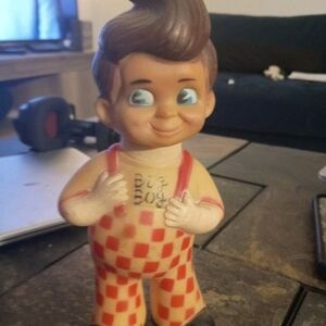 Vintage Checkered Overalls Toy Figure